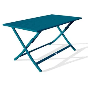 CITY GARDEN Table de jardin pliante MARIUS (140x80 cm) en aluminium - BLEU CANARD pas cher