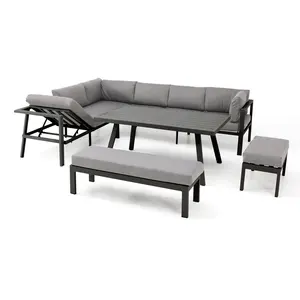 Comparateur de prix : DCB GARDEN Ensemble repas de jardin 9 places en aluminium gris anthracite