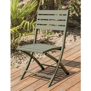 CITY GARDEN Chaise de jardin pliante en aluminium vert kaki pas cher