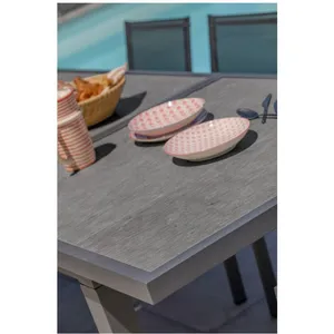 Comparateur de prix : DcbGarden Table de jardin en aluminium anthracite avec plateau céramique gris