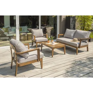 Comparateur de prix : DCB GARDEN Salon de jardin 4 places en aluminium effet bois - PORTOFINO