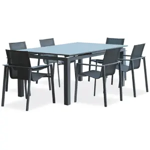 Comparateur de prix : DCB GARDEN Ensemble repas de jardin 6 places en aluminium anthracite - ALU-MIAMI