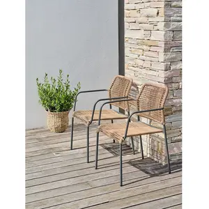 Comparateur de prix : Lot de 2 fauteuils de jardin en corde et acier gris anthracite