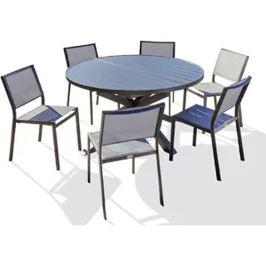 Comparateur de prix : DCB GARDEN Ensemble repas PELOSA 6 places en aluminium anthracite avec rallonge papillon