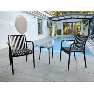 Comparateur de prix : dcb garden Lot de 2 fauteuils de jardin empilables en Polypropylène noir