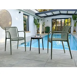 Comparateur de prix : dcb garden Lot de 2 fauteuils de jardin empilables en Polypropylène vert olive
