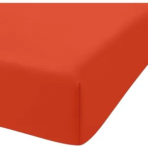 HOME COLLECTION - Drap housse unie 140x200cm Bonnet:30cm 100% coton Bio 57fils Bisque 140 x 200 cm pas cher