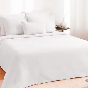 Parure housse de couette 100% gaze de coton blanc 240 x 260 cm