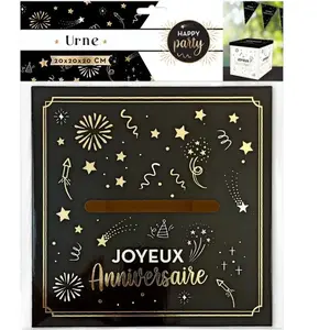 STC Urne 'Joyeux Anniversaire' Happy Party - Dimensions : 20 x 20 x 20 cm pas cher