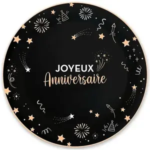 Comparateur de prix : Assiettes - HAPPY Party - Paquet de 6 - Ø 23 cm - Carton - Noir