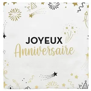 Comparateur de prix : Sachet de 10 Serviettes Anniversaire HAPPY Party en papier
