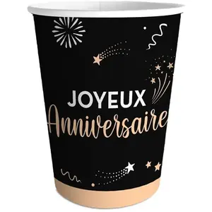 Comparateur de prix : RueDeLaFete Lot de 6 Gobelets Anniversaire HAPPY Party 25cl
