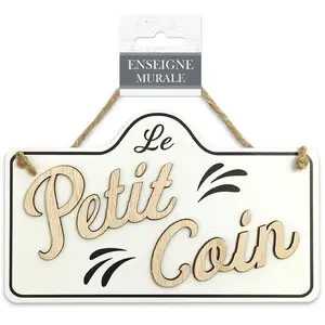 Retro Plaque à suspendre - Petit Coin - MDF - Blanc - Rectangulaire - 19x12 cm pas cher