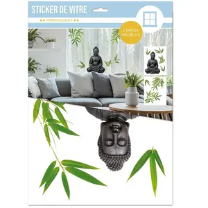 ZEN ET ETHNIQUE SUD TRADING Adhésifs de vitres Bouddha - 2 panneaux 40 x 30 cm pas cher