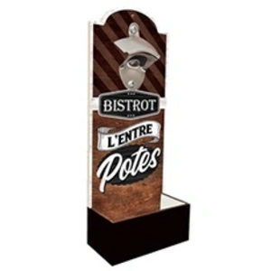STC Décapsuleur mural - Bistrot l'Entre Potes - Bois - Vintage - 30x12x6cm - Humoristique pas cher