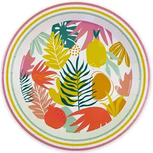 RueDeLaFete Paquet de 6 Assiettes Tropical Summer 23cm pas cher