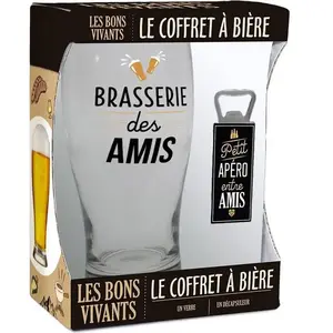 RueDeLaFete Coffret Verre Bière BRASSERIE DES AMIS + Décapsuleur pas cher