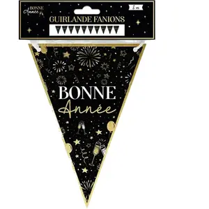 Non communiqué guirlande à fanions triangles bonne année 3m noir - générique cd8536 pas cher