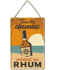 RueDeLaFete Plaque Métal Tous les Chemins 20x30cm pas cher