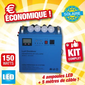 Comparateur de prix : CHALET & JARDIN station d'energie solaire shs1265  onduleur hybride + panneau 150w (4 ampoules led fournies)
