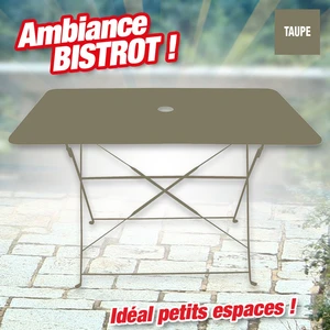 CHALET & JARDIN Table rectangulaire d'extérieur pliante Bistro en acier - Taupe pas cher