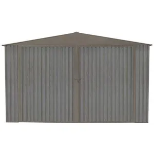 Comparateur de prix : CHALET & JARDIN Garage en métal aspect BOIS VIEILLI - 18,24 m²