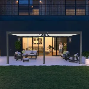 OMBREA Pergola Bioclimatique Ombréa V2 4x6M adossée - Anthracite et Blanc pas cher