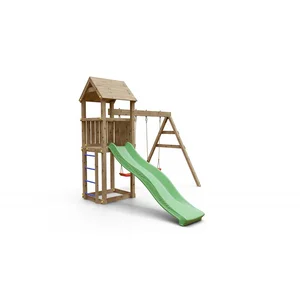 CHALET & JARDIN Aire de jeu extérieur en bois - 1 toboggan + 2 balançoires - 348x284x188cm - Ambroise pas cher