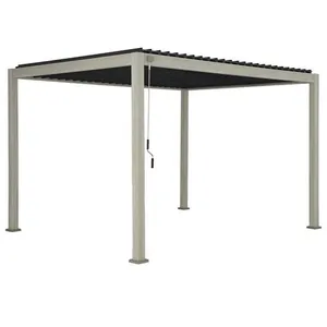 Pergola bioclimatique ombrea 3x4m autoportee aspect bois toit blanc pas cher