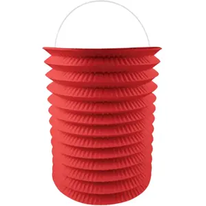 Lampion Cylindrique Rouge en Papier pas cher