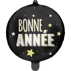 ballon aluminium bonne année noir 45cm pas cher