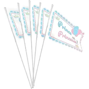 10 DRAPEAUX AVEC TIGE - PRINCE OU PRINCESSE - 9.2x16cm pas cher