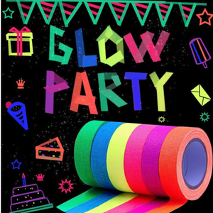 6 Rubans adhésifs fluo UV réactifs lumière noire   1,5 cm x 5 m pas cher