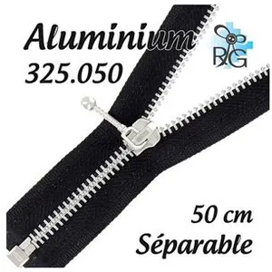 Fermeture éclair séparable aluminium N°5 (50 cm) : la légèreté pour de...