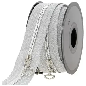 Fermeture à glissière Spirale N°4 avec curseur Coeur - Milward Argent ...