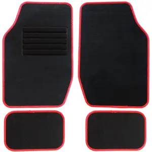 HVD Tapis (4 pièces) De Voiture Moquette Universels Ganse RougeVendu parcarter-cash