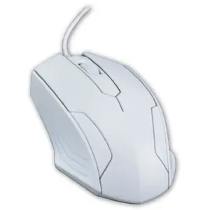 MCL Souris Infrarouge - USB - 3 Boutons - Blanc - Câble - 1600 dpi - Roulettes avec frein
