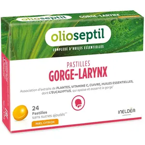 Comparateur de prix : Ineldea Olioseptil Pastilles Gorge-Larynx Miel Citron 24 pastilles