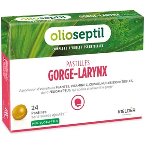 Comparateur de prix : Ineldea Olioseptil Pastilles Gorge-Larynx Miel Plantes 24 pastilles