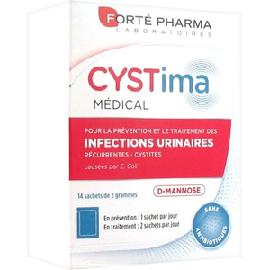 Comparateur de prix : Forté Pharma Cystima Médical Infections Urinaires Cystites D-Mannose 14 sachets
