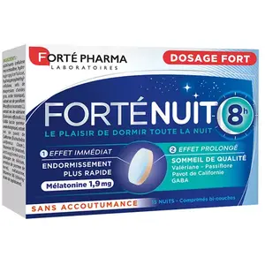 Comparateur de prix : Forté Pharma FortéNuit Sommeil 8h 15 comprimés Mélatonine Plantes Effet Immédiat
