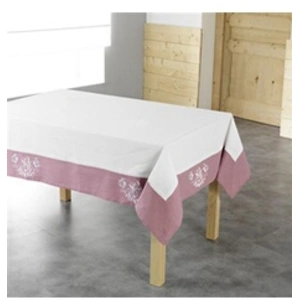 Comparateur de prix : DOUCEUR D'INTERIEUR Nappe rectangle 140 x 240 cm polyester brode bonheur Rose/Blanc