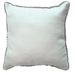 Paris Prix Housse de coussin +encart 40 x 40 cm coton uni+dentelle femina Bleu