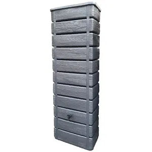 Comparateur de prix : BELLIJARDIN Récupérateur à eau mural Wood 300 litres imitation bois anthracite