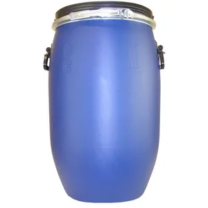 BELLI Fût alimentaire 60 litres bleu avec couvercle, cerclage métallique et poignées pas cher