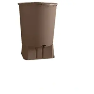 Comparateur de prix : BELLI Récupérateur d'eau de pluie rond 500 L + Socle + Kit collecteur - Taupe -