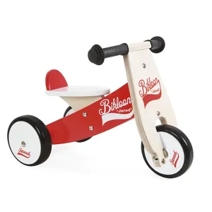 Porteur Little Bikloon Rouge/Blanc en bois - JANOD - Dès 1 an