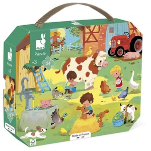 Comparateur de prix : Janod Puzzle 24 pièces : valisette : une journée à la ferme