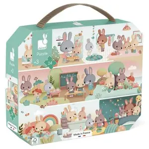 Comparateur de prix : Janod Puzzle éducatif en carton - Une journée en 24 pièces pour enfants - Neuf