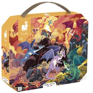 Janod Puzzle en carton 54 pièces : Aventure avec les Dragons - Neuf pas cher